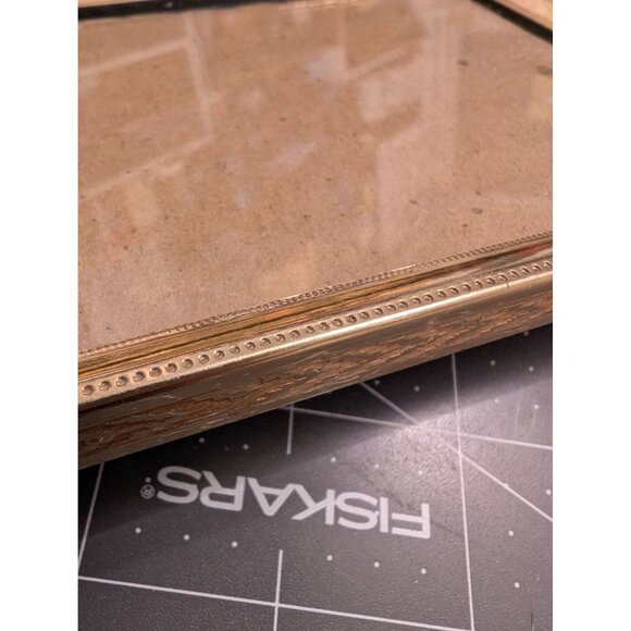 MCM Tri Fold Gold tone metal standing picture frame Intercraft vtg - Picture 4 of 8